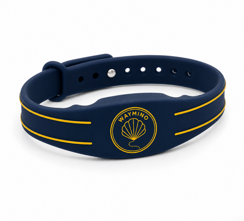 Pulsera Waymino azul marino con concha dorada, Edición Fundadores